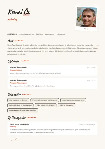 Arkeolog Cv Örnekleri cv indir